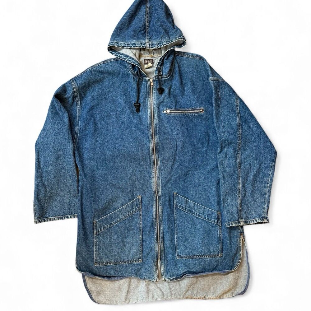 Vtg Corniche Oversized Denim Jacket XL 90s Grunge Unisex Workwear Hoodie